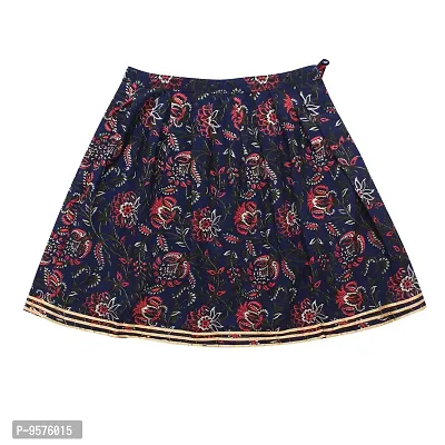 "Superminis Baby Girls Cotton Jaipuri Print Gota Patti Top/Kurti And Contrast Color Lehnga/Skirt With Dori Closure (Pink & Blue, 5-6 Years)"-thumb4