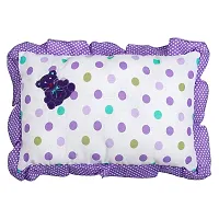 Superminis Cotton Baby Head Pillow with 2 Bolster/Round Side Pillows - Embroidered, Dot Printed for New Born (0-12 Months, Purple)-thumb1