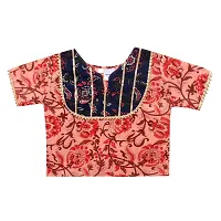 "Superminis Baby Girls Cotton Jaipuri Print Gota Patti Top/Kurti And Contrast Color Lehnga/Skirt With Dori Closure (Pink & Blue, 5-6 Years)"-thumb2