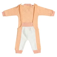 "Superminis Baby Boys and Baby Girls Winter Wear Printed Dungree with Round Neck T Shirt (Peach, 0-6 Months)"-thumb1