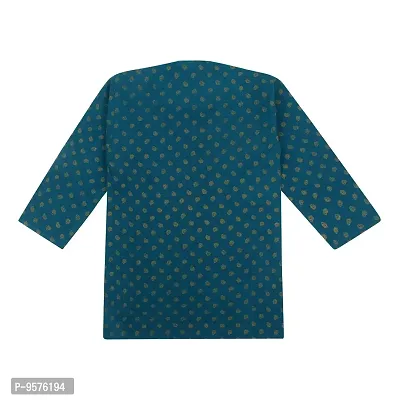 "Superminis Boys Fancy Colorful Cotton Ethnic Wear Side Button Printed Kurta with Colored Pyjama (Green, 5-6 Years)"-thumb5