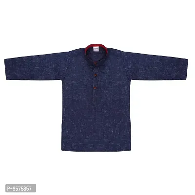 "Superminis Baby Boys Ethnic Wear Khadi Cotton Kurta Pyjama Set with Wooden Button (Dark Blue, 4-5 Years)"-thumb3