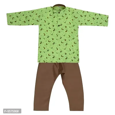 "Superminis Baby Boys Thread Kantha Print Cotton Ethnic Wear Kurta Pyjama (18-24 Months, Parrot Green)"-thumb2