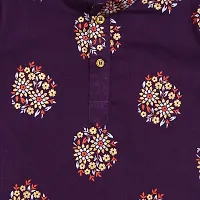 "Superminis Baby Boys Cotton Ethnic Wear Gold Foil Printed Kurta with Elastic White Pyjama (Purple, 7-8 Years)"-thumb4