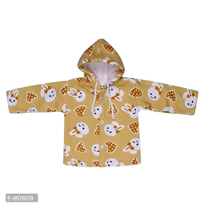 Superminis Unisex Cartoon Print Front Open Hooded Winter Set (0-6 Months, Yellow)-thumb2
