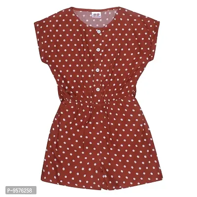 "Superminis Baby Girls Polka Dot Printed Cotton Rayon Playsuit/Jumpsuit (Brown, 7-8 Years)"-thumb0