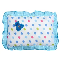 "Superminis Cotton Baby Head Pillow with 2 Bolster/Round Side Pillows - Embroidered, Dot Printed for New Born (0-12 Months, Sky Blue)"-thumb1