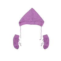 "Superminis Baby Girl and Baby Boy Woollen Sweater with Cap and Booties for 0-6 Months (3pc, Purple)"-thumb3