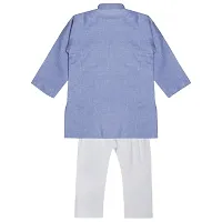 Superminis Baby Boys Ethnic Wear Khadi Cotton Kurta Pyjama Set with Wooden Button (Sky Blue, 18-24 Months)-thumb2