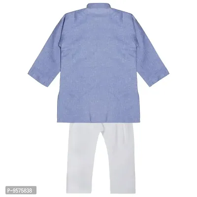 Superminis Baby Boys Ethnic Wear Khadi Cotton Kurta Pyjama Set with Wooden Button (Sky Blue, 18-24 Months)-thumb3