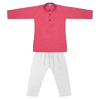 Superminis Baby Boys Ethnic Wear Khadi Cotton Kurta Pyjama Set with Wooden Button (Pink, 2-3 Years)-thumb1