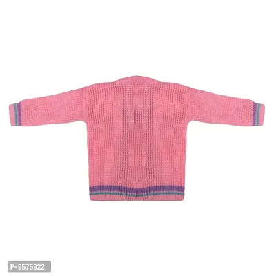 "Superminis Baby Girl and Baby Boy Woollen Sweater with Cap and Booties for 0-6 Months (4pc, Baby Pink)"-thumb4