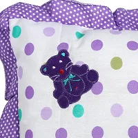 Superminis Cotton Baby Head Pillow with 2 Bolster/Round Side Pillows - Embroidered, Dot Printed for New Born (0-12 Months, Purple)-thumb3