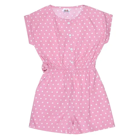 "Superminis Baby Girls Polka Dot Rayon Playsuit/Jumpsuit (Pink, 5-6 Years)"