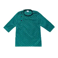 "superminis Boy's Cotton Kurta with Dhoti - Golden Thread Work, Round Collar, Full Sleeves, Side Button Kurta Set for Ethnic Wear (Green, 2-3 Years)"-thumb3