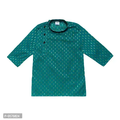 "superminis Boy's Cotton Kurta with Dhoti - Golden Thread Work, Round Collar, Full Sleeves, Side Button Kurta Set for Ethnic Wear (Green, 2-3 Years)"-thumb4