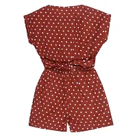 "Superminis Baby Girls Polka Dot Printed Cotton Rayon Playsuit/Jumpsuit (Brown, 7-8 Years)"-thumb1