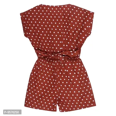 "Superminis Baby Girls Polka Dot Printed Cotton Rayon Playsuit/Jumpsuit (Brown, 7-8 Years)"-thumb2