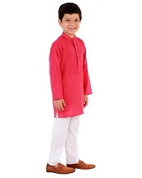 "Superminis Boy's Handloom Cotton Kurta with Pyjama - Embroidered, Round Collar, Knee Length, Full Sleeves for Ethnic Wear (Magenta, 2-3 Years)"-thumb2