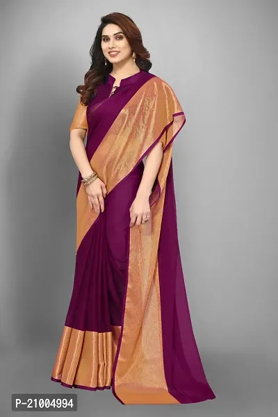 Women StylishChiffon Saree with Blouse piece-thumb0