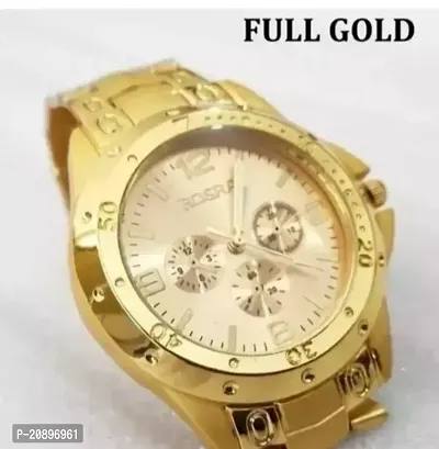 Stylish Golden Metal Chronograph Watch For Men-thumb0