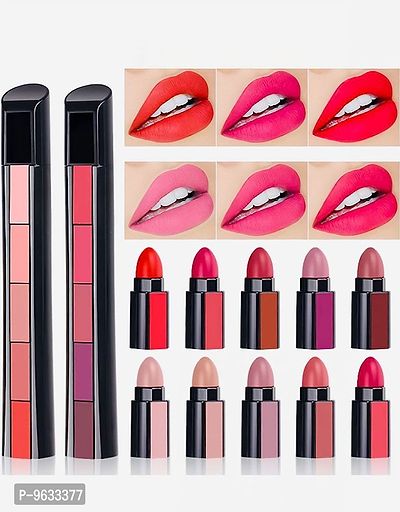 Combo of 2 Fabulous Matte Shades 5 in 1 Lipstick (Red + Nude) Editi + 36H EYELINE FREE (3 Items in the set)  Style-thumb5