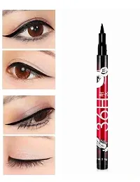 3in1 Kajal, Mascara ,Eyeliner + Makeup Beauty Smudge Proof Long lasting Liquid eyeliner + Liquid Matte Red lipstick-thumb1