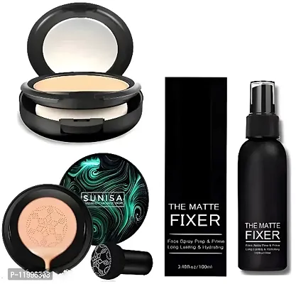 Sunisa Foundation Bb and Cc Cream With Air Cushion, 2in1 Makeup Compact With Makeup Fixer Combo of 3 Items | foundation combo set, powder foundation, foundation set, foundation cc cream, foundation un-thumb0