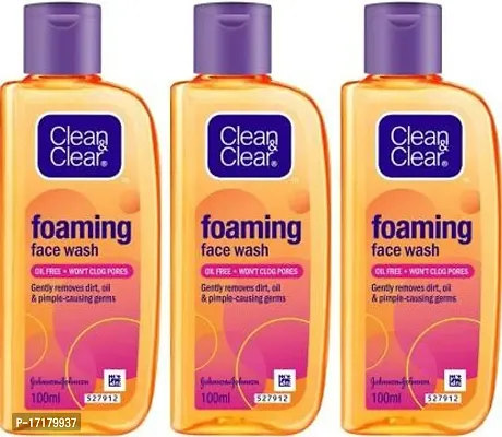 Clean  Clear Oil Free Foaming Face Wash Pack of 3  (300 ml)-thumb0