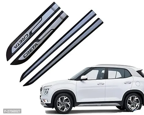 Car Door Side Beading Moulding Silver Black Colour Compatible for Creta All Models Set of 4 Pieces-thumb0