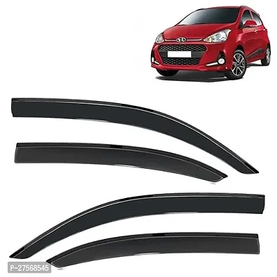 Car Wind Deflectors Rain Guard Door Visor Compatible with Hyundai Grand I10 Year 2017-2019 - Polycarbonate Black Set of 4 Pcs