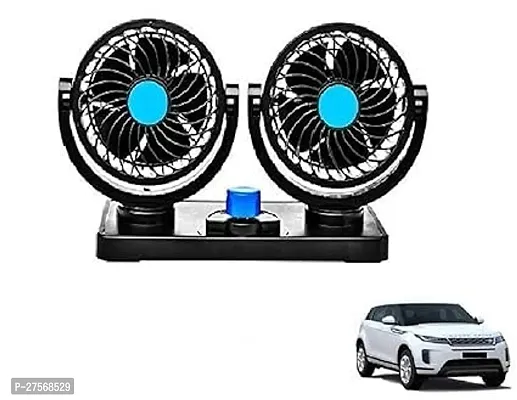 12V 360 Degree Rotatable Dual Head 2 Speed Quiet Strong Dashboard Auto Cooling Air Fan Car Fan Range Rover Evoque Black