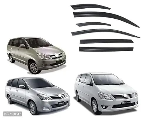 Car Rain Wind Door Visor Non Breakable DeflectorSet of 6 Black Innova Old Model