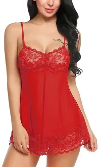 Stylish Fancy Red Net Baby Dolls For Women-thumb4