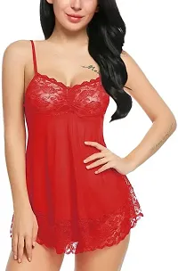 Stylish Fancy Red Net Baby Dolls For Women-thumb2