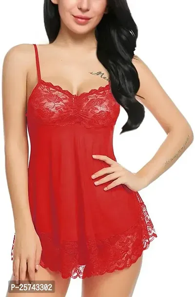 Stylish Fancy Red Net Baby Dolls For Women-thumb3