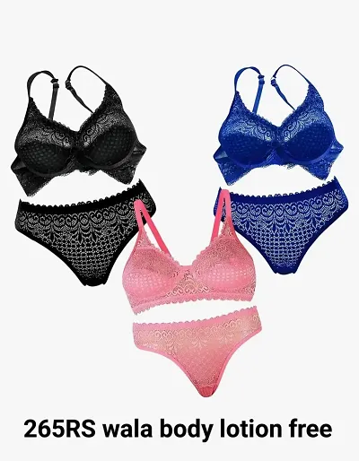 Stylish Bra Panty for Women Pack of 3