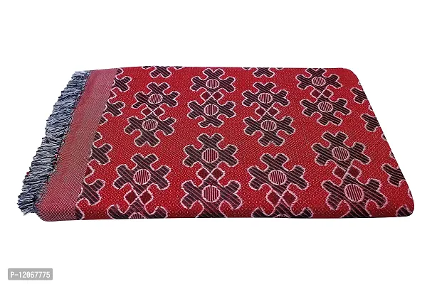 Saagar Tex 200 TC Poly Cotton SOLAPUR CHADDAR AC Comforter Blanket (Poly cott Deluxe/Double Bed Size/Size: 60"" x 90""/Color:Red)-thumb2