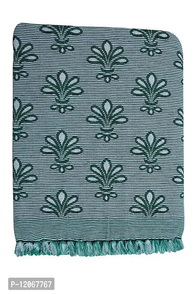 Saagar Tex 200 TC Poly Cotton SOLAPUR CHADDAR AC Comforter Blanket(Esteem/Size: 60'' x 90''/Double Bed Size/Color:Green)-thumb0