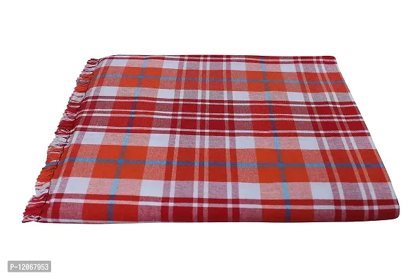 Saagar Tex 200 TC Pure Cotton SOLAPUR CHADDAR AC Comforter Blanket(Spl Fancy Check /Double Bed Size/Size: 60'' x 90''/Color:Orange)-thumb2