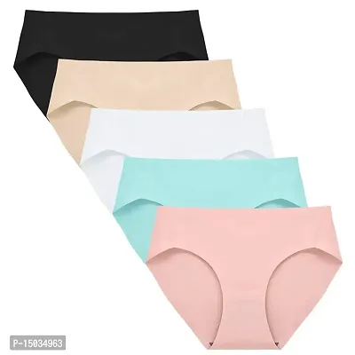 Combo of 6 (Multi Colors)Womens Ice Silk Blend Invisible Lines No Show Hipster Panty-thumb0
