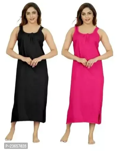 Comfortable Multicoloured Cotton Nighty For Women Pack Of 2-thumb0