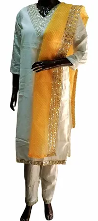 Elegant Embroidered Salwar Suit Set (WHITE)