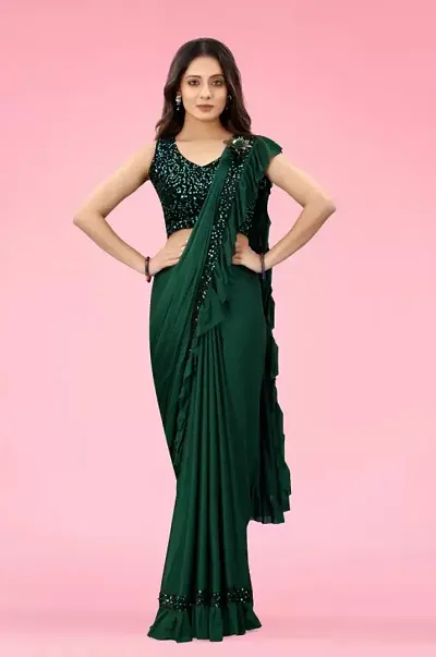 Classic Lycra Solid Saree without Blouse piece