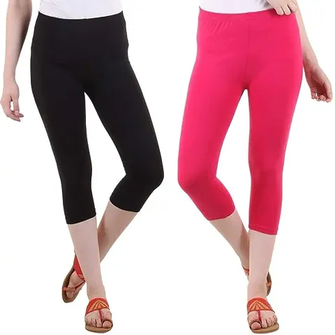 Elegant Lycra Solid Capris For Women Pack Of 2