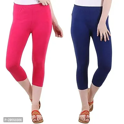 Elegant Cotton Lycra Solid Capris For Women Pack Of 2-thumb0