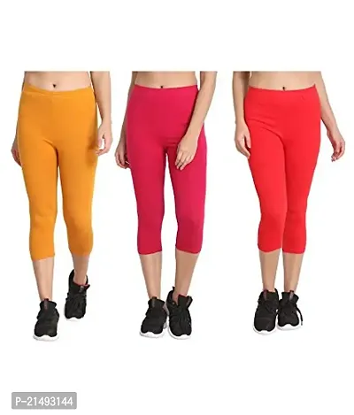 Zunaira Capris for Womens/Girls 3/4 Leggings for Women Capri of Women Combo of 3