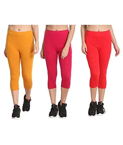 Zunaira Capris for Womens/Girls 3/4 Leggings for Women Capri of Women Combo of 3