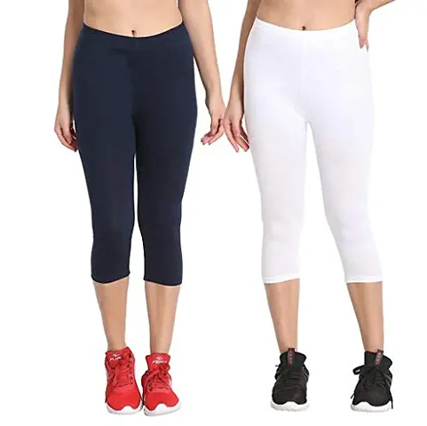 Zunaira Capris for Womens/Girls 3/4 Leggings for Women Capri of Women Combo of 2