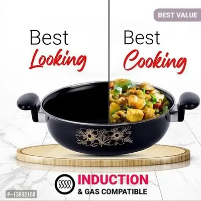 Graceful Non Stick Kadhai Induction  Gas Compatible 24 Cm Diameter 3.5 L Capacity (Black).-thumb0